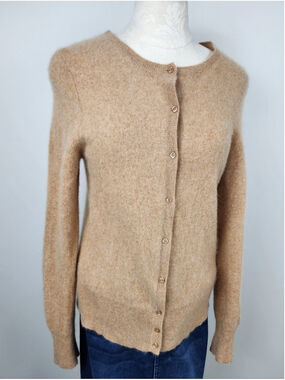 VTG Fits Medium Hudson's Bay Tan Cashmere Cardigan Size XL Old Money Heritage